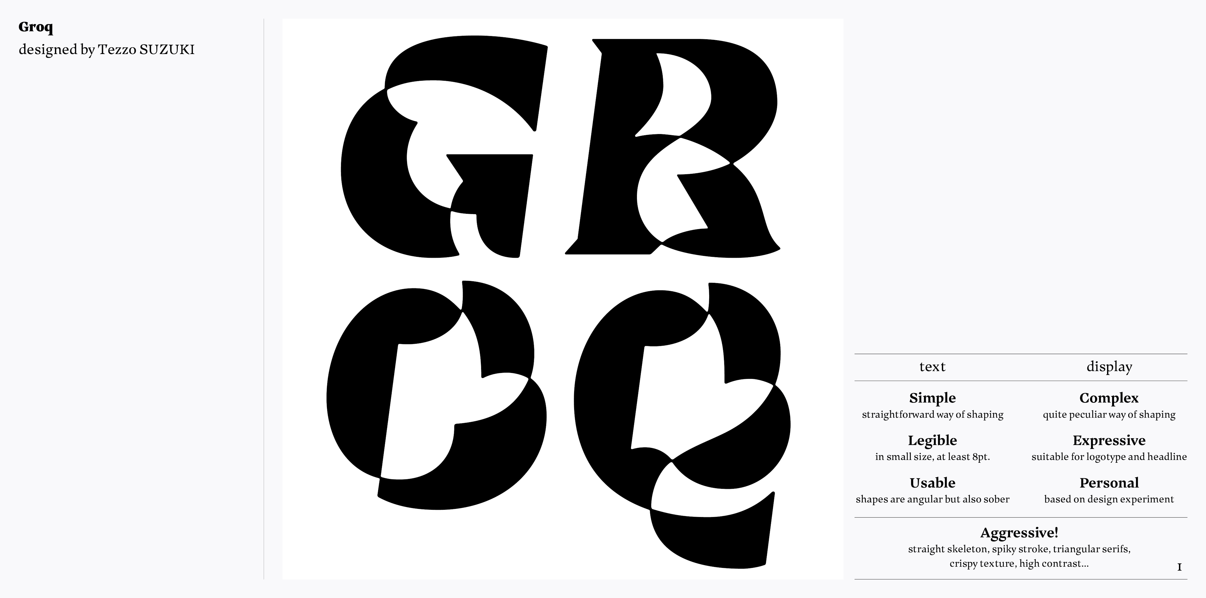 Image of Groq typeface project from Tézzo Suzuki